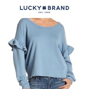 NWT Lucky Brand Ruffle Sleeve Sweater Size L